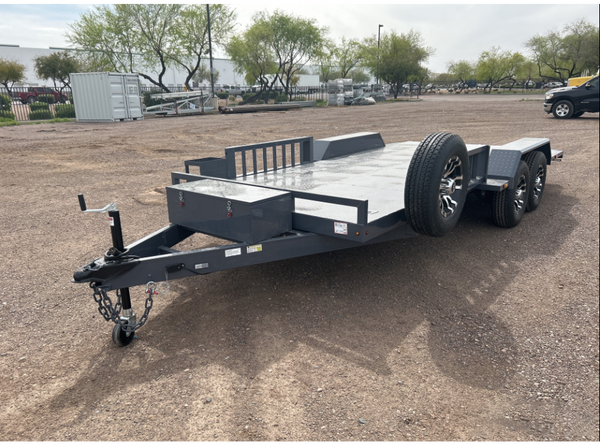 18' Tandem Axle Dove Tail Utility Trailer (10,000 lb GVWR) with Spare Tire - Winch - Toolbox - Tie Downs - Gas Holder