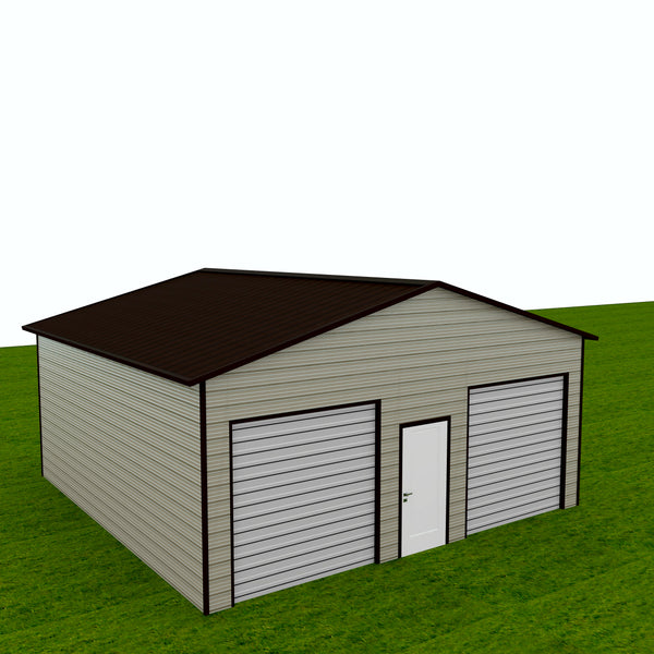 2 Car Electric Garage 24' x 24' x 10' with Separate Entry Door Metal Building DIY Kit